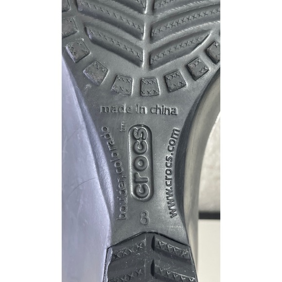 Crocs Sassari Wedge Heel Black White Slip On Slide Sandals Women's Size 8 US - Picture 9 of 9